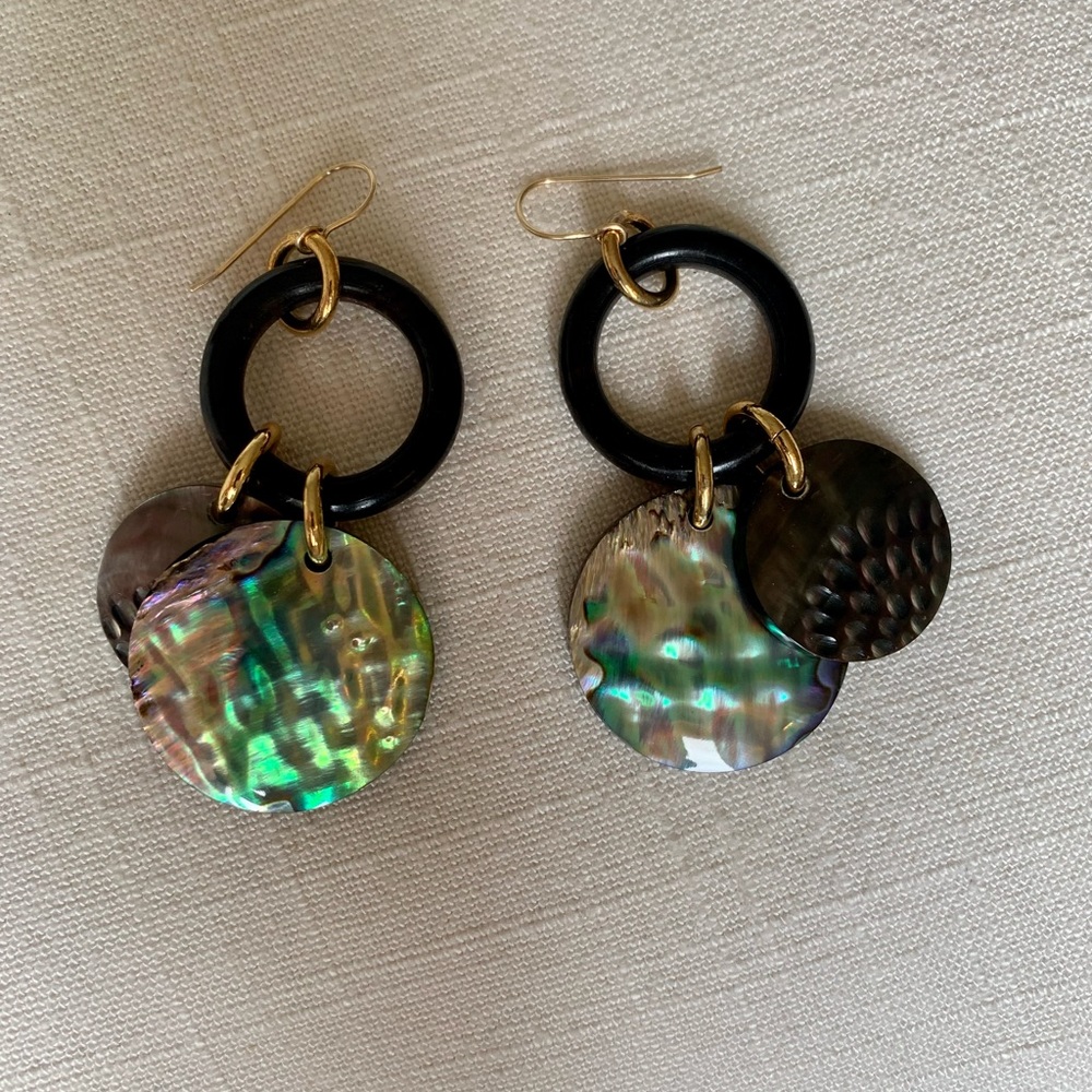 Nest Abalone Charm Drop Earrings